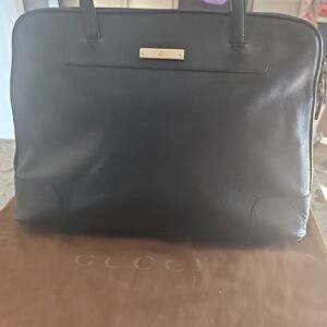 Gucci Black Leather Tote Bag with Dust Bag